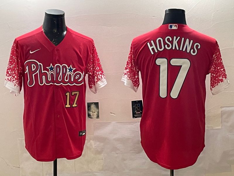Men Philadelphia Phillies #17 Hoskins Red Fashion 2025 Nike MLB Jersey style 4->philadelphia phillies->MLB Jersey